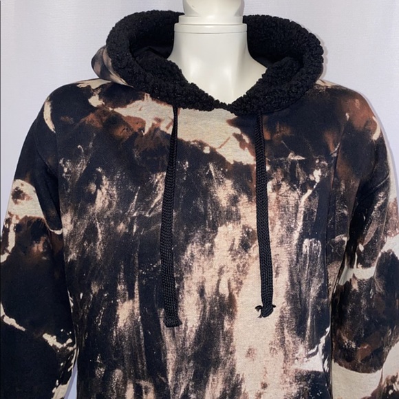 *REVERSE DYED HOODIE W/FAUX FUR HOOD - Picture 2 of 5